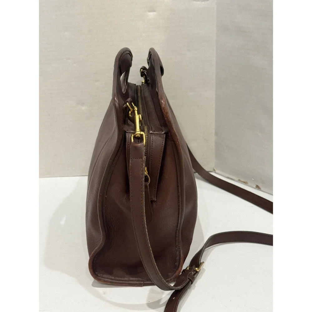 Vintage Coach Large Shopper Laptop Bag Mahogany Brown Leather 9995 USA Top Zip